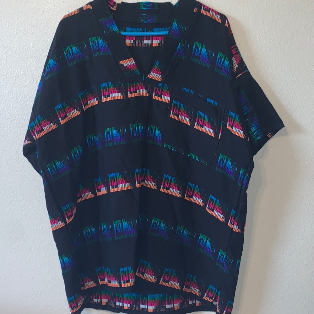 NWOT Black and colored stripe short sleeve shirt. Light weight